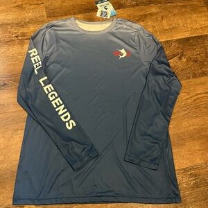 Reel Legends Kids XL Fishing Long Sleeve Polyester Dri-Fit Shirt UV protection